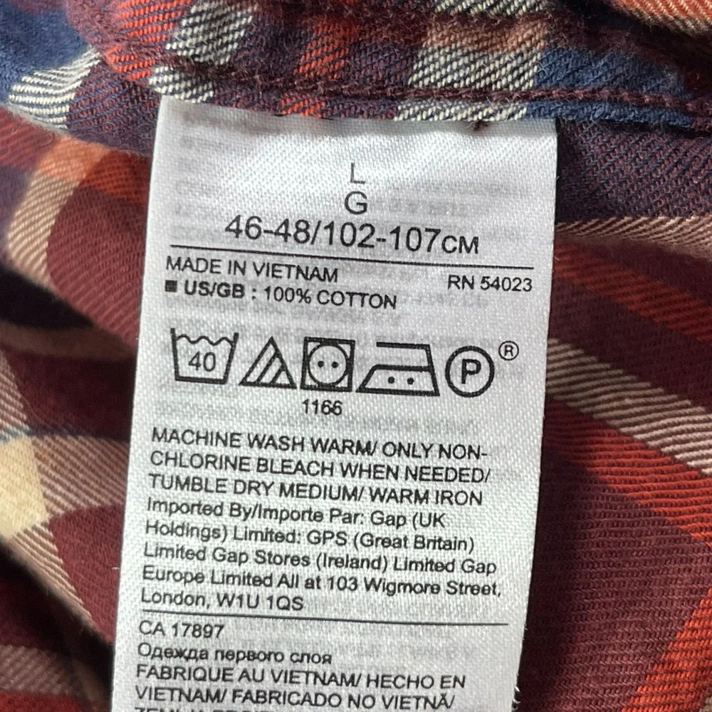 Banana Republic Luxe Flannel Slim Shirt Mens L Burgundy Plaid